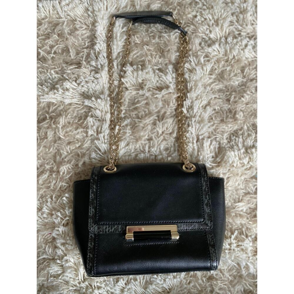 Black DVF Shoulder Bag Leather Chain Strap Evening Quiet Luxury Holiday